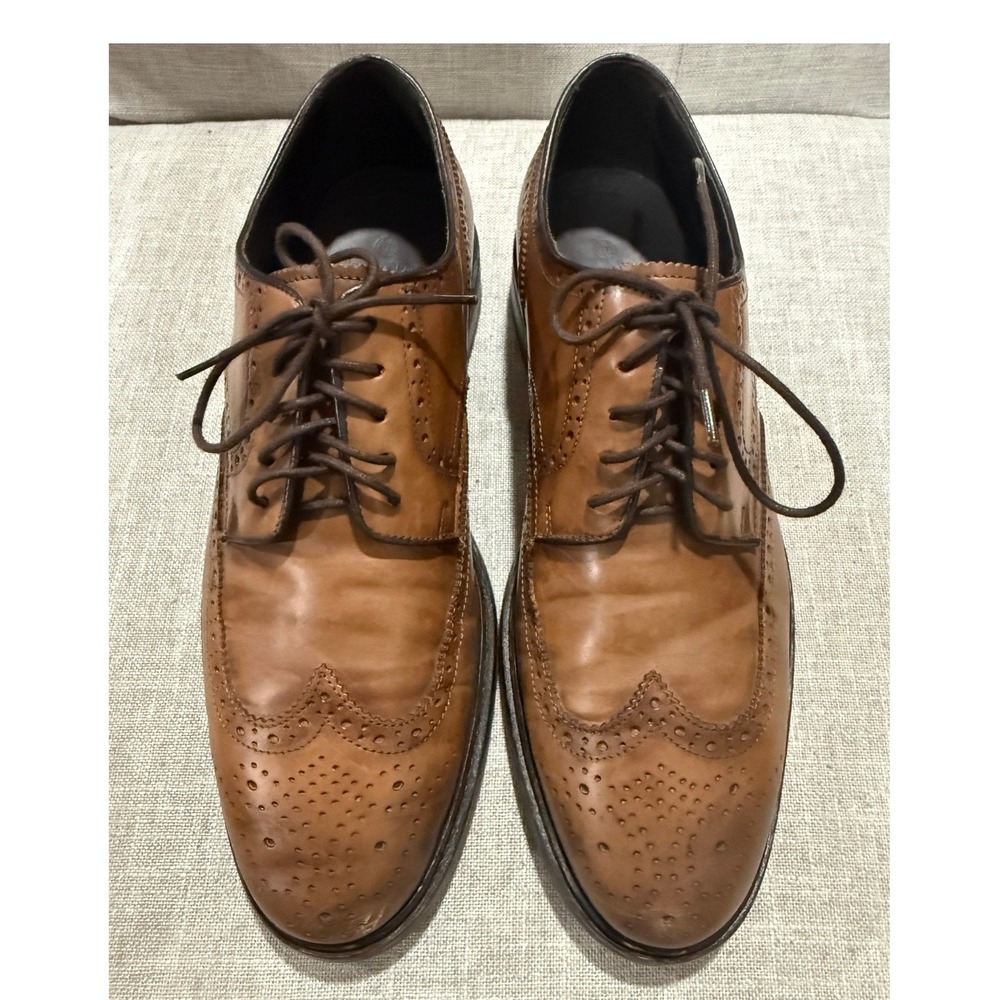 Massimo Dutti Mens Brown Leather Wingtip Brogues EU 45